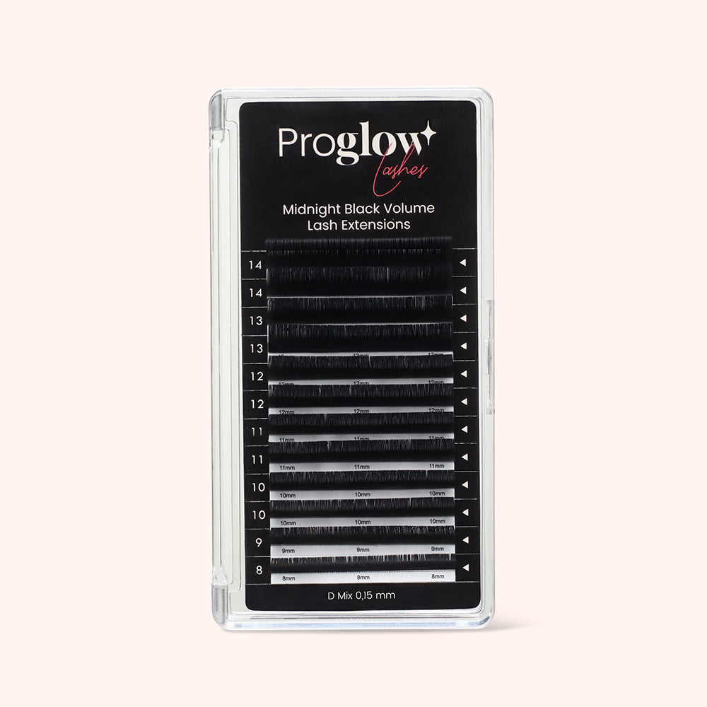 Midnight Black Volume Lash Extensions D Curl Round Shape 0,15 mm / Długość 8–14 mm