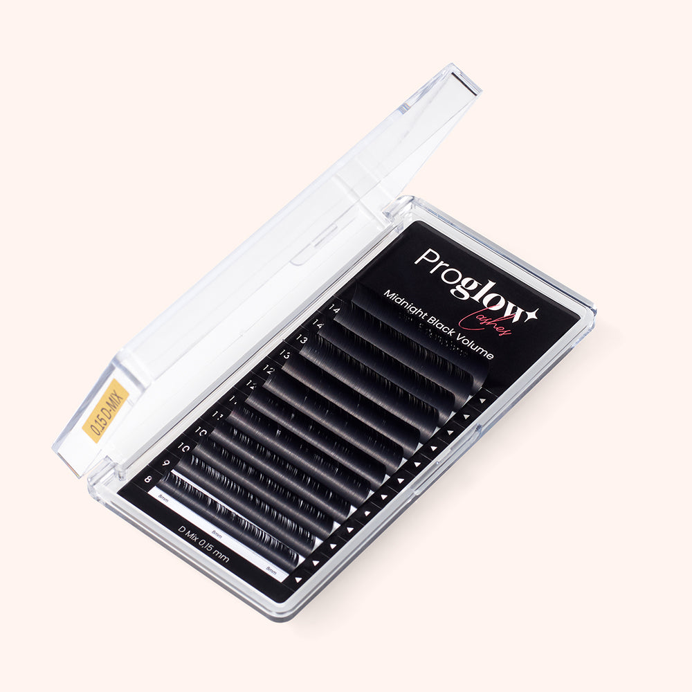 Midnight Black Volume Lash Extensions D Curl Round Shape 0,15 mm / Długość 8–14 mm