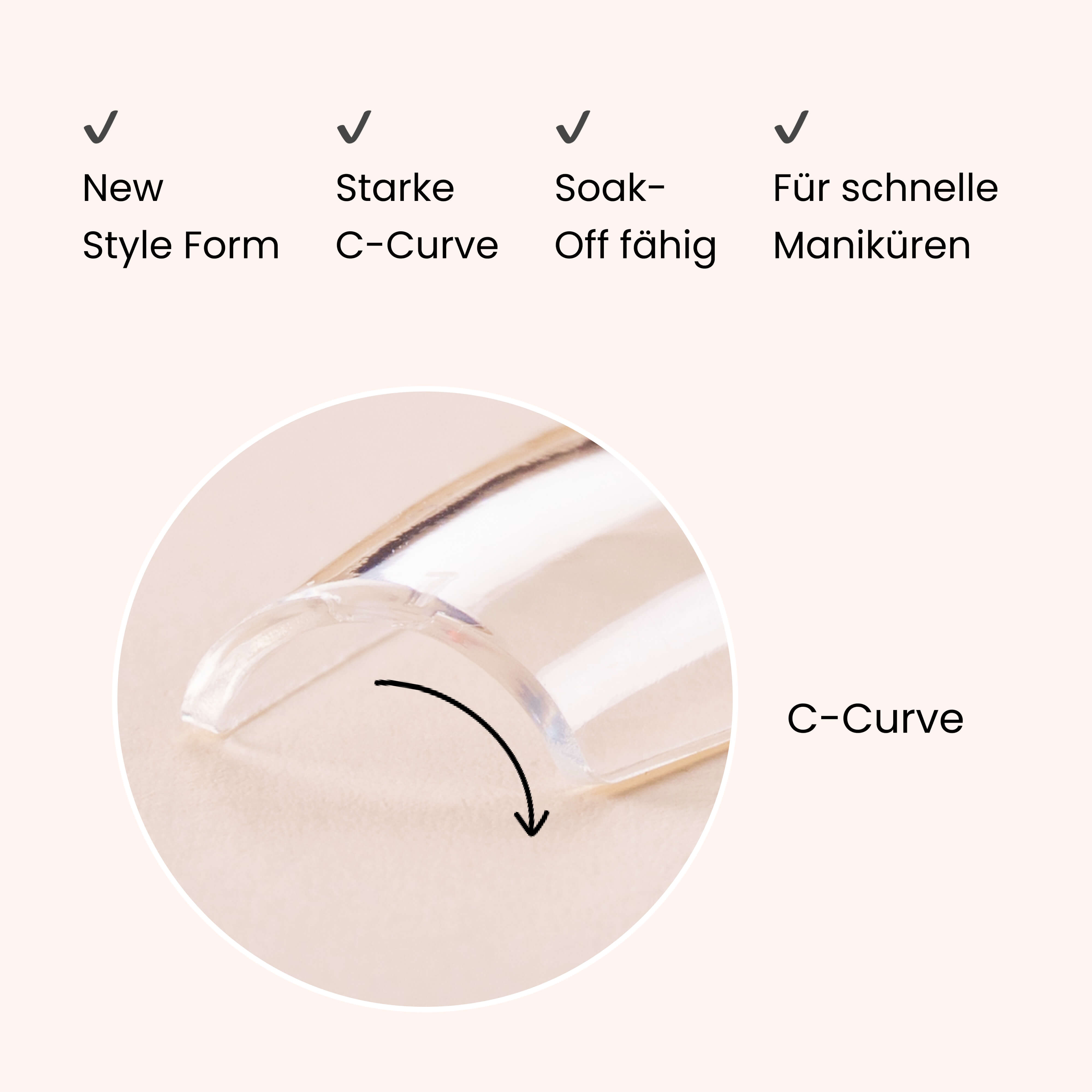 Soft Gel Nail Tips C-Curve Medium Square 600