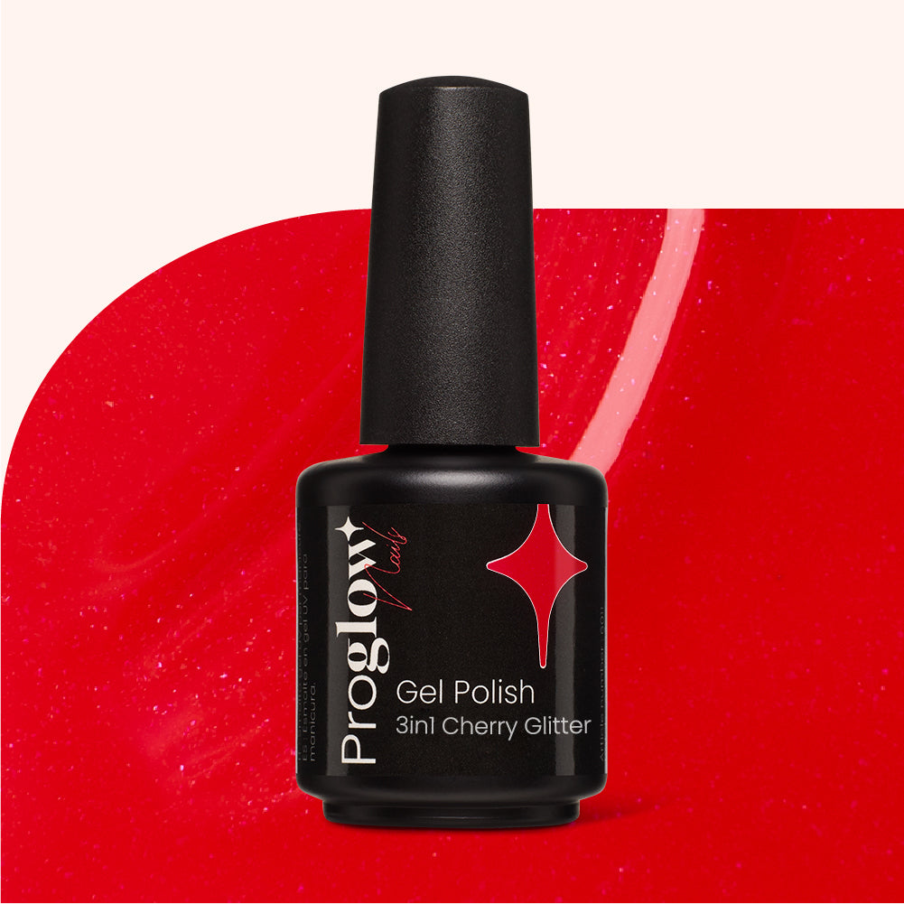 Gel Polish Shellac 3in1 No Wipe Cherry Glitter
