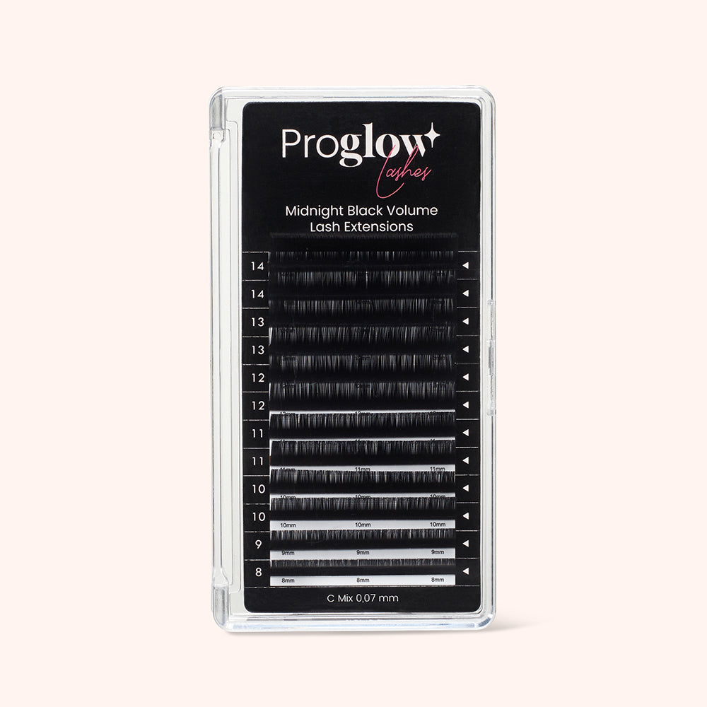 Midnight Black Volume Lash Extensions C Curl Round Shape 0,07 mm / Długość 8–14 mm