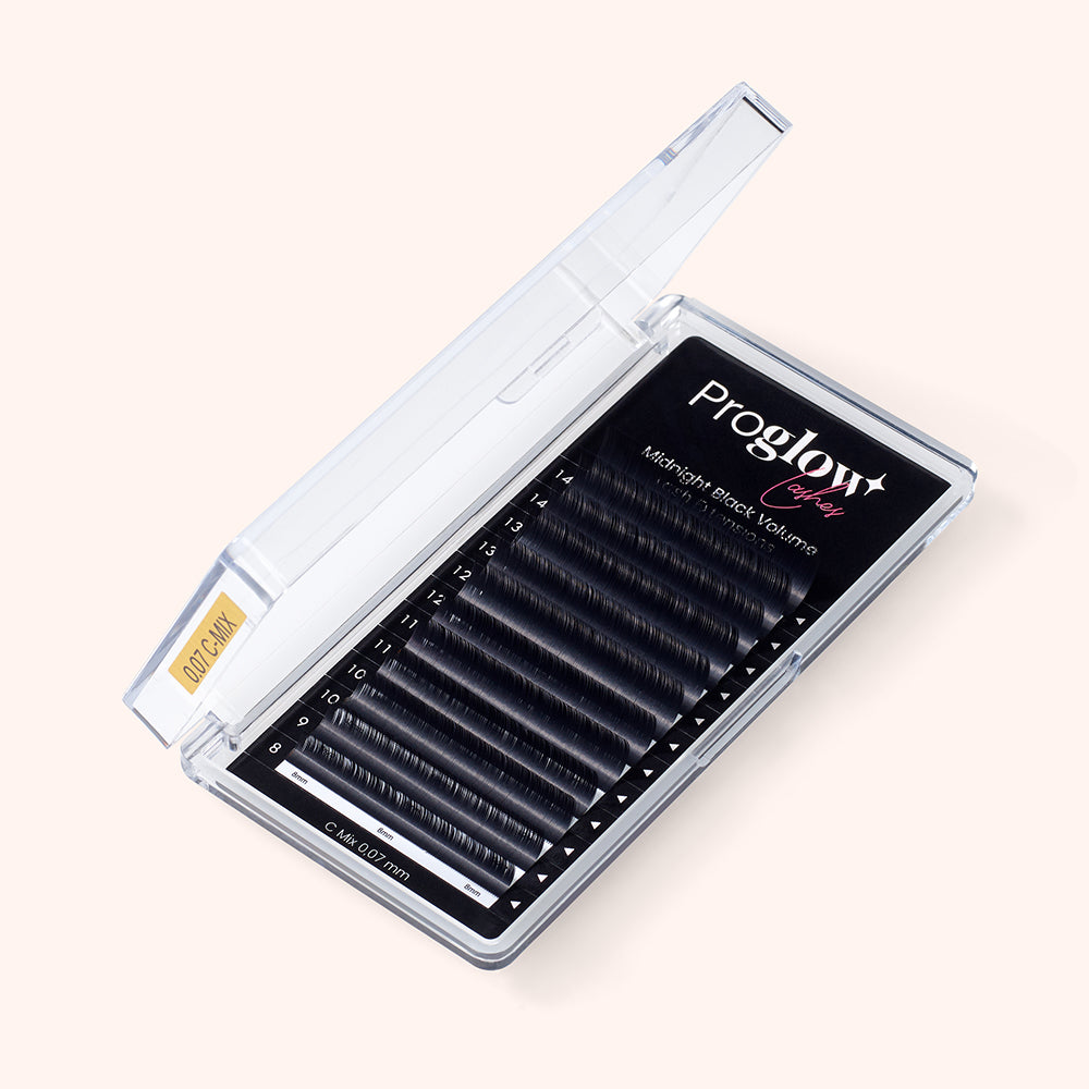 Midnight Black Volume Lash Extensions C Curl Round Shape 0,07 mm / Długość 8–14 mm