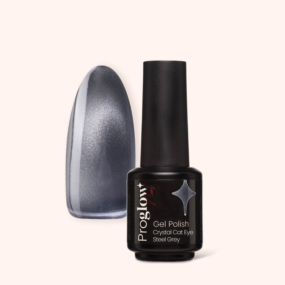 Gel Polish Shellac Crystal Cat Eye Steel Grey