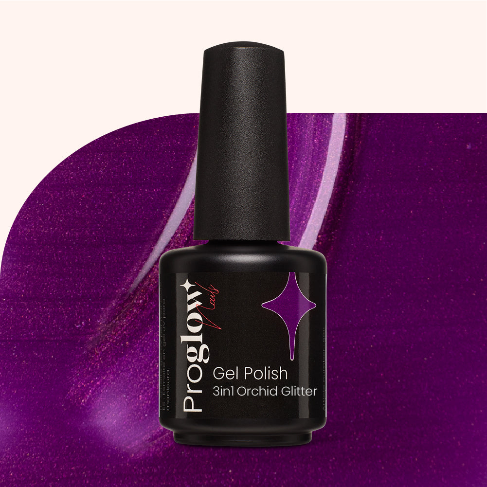 Gel Polish Shellac 3in1 No Wipe Orchid Glitter