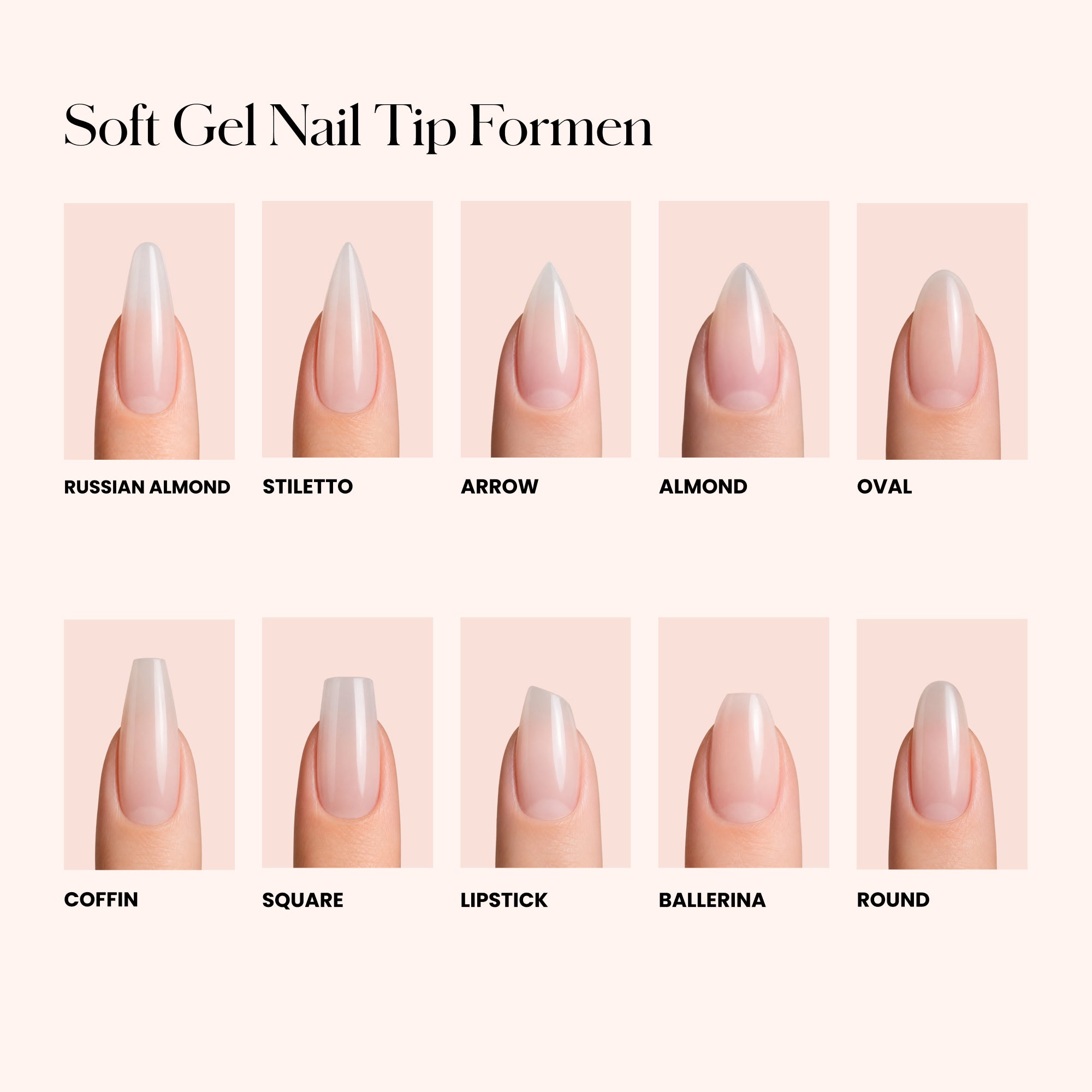 Soft Gel Nail Tips Coffin Shape 500 in Tipbox